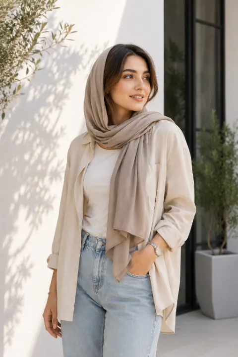 استایل زنانه با مانتوی روشن